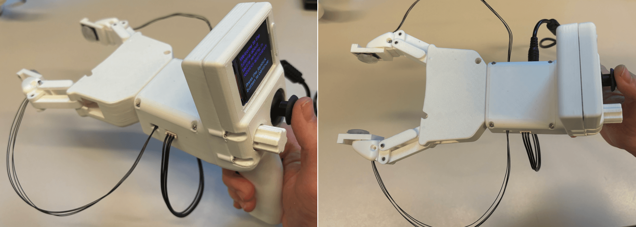 The assembled two-finger gripper shown from two sides.
