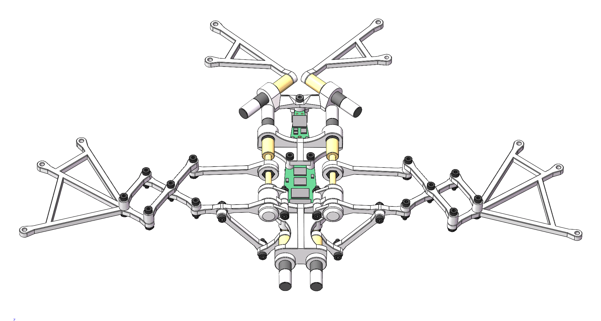 Render of the Hsiwu bat robot's mechanical assembly with its wings spread.