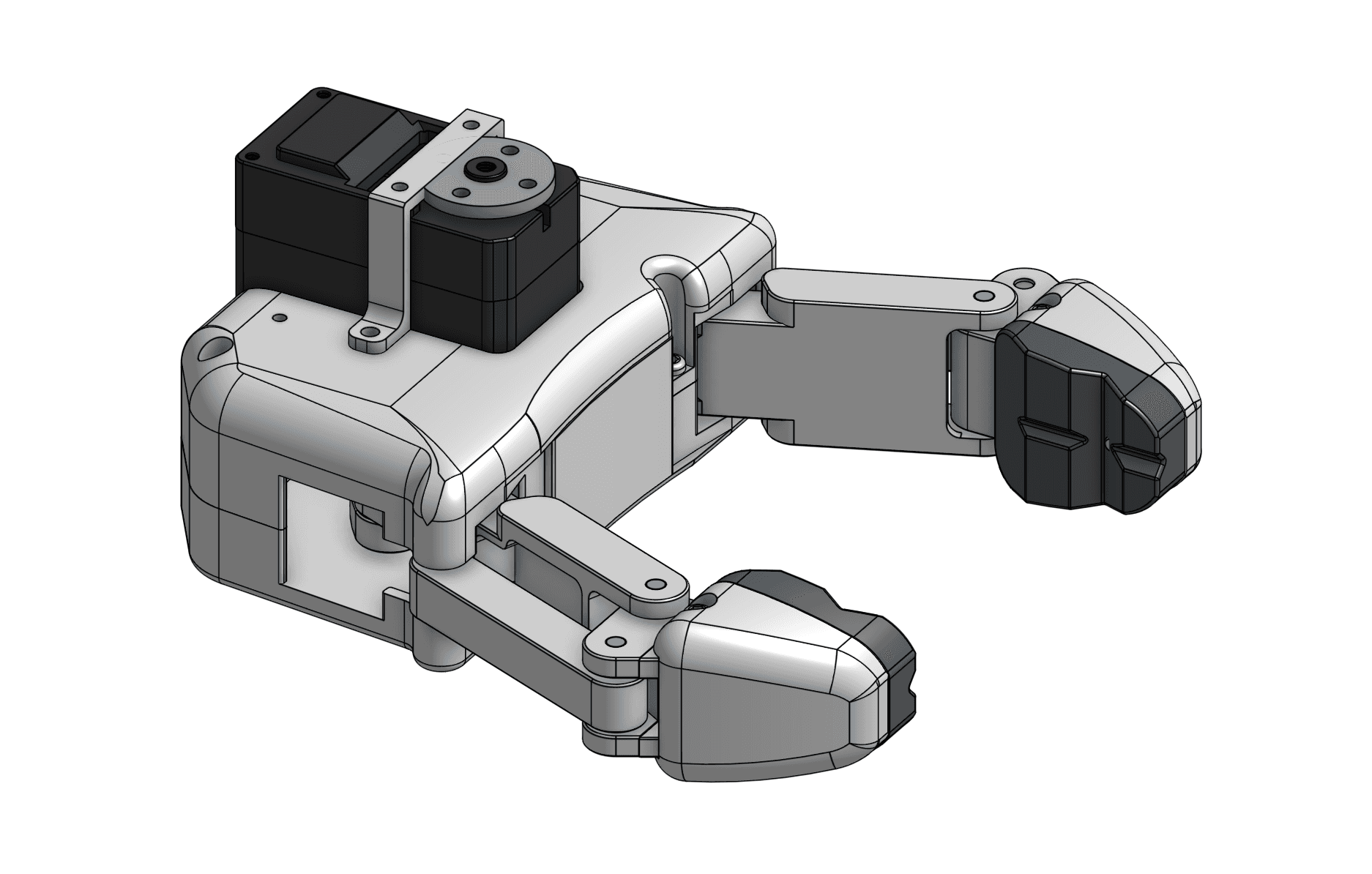 CAD rendering of the Pinc'Open parallel-finger gripper.
