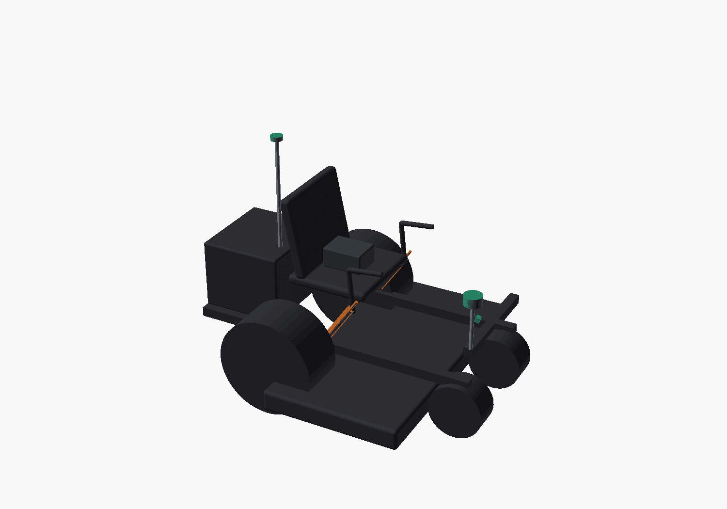 Render of the zero-turn mower retrofit assembly.